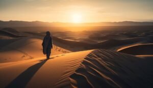 Viaja al Sahara desde Valencia. Vista panorámica de las dunas en el atardecer del Sahara