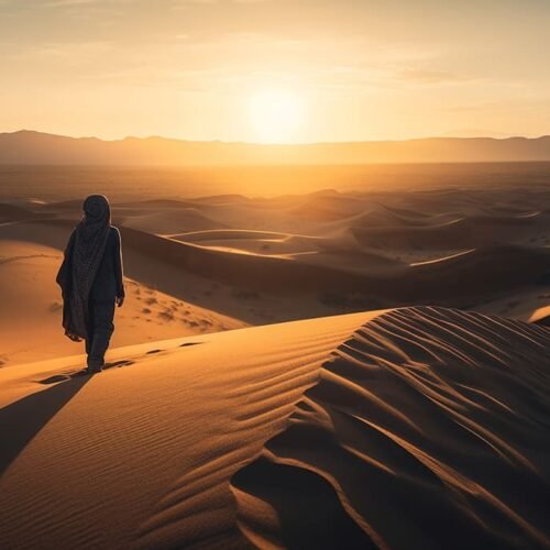 Viaja al Sahara desde Valencia. Vista panorámica de las dunas en el atardecer del Sahara